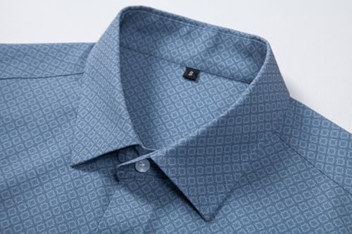 Mens Printed Dress Shirts 4-Way Stretch Long Sleeve Wrinkle Free Floral Casual Button Down Shirt3