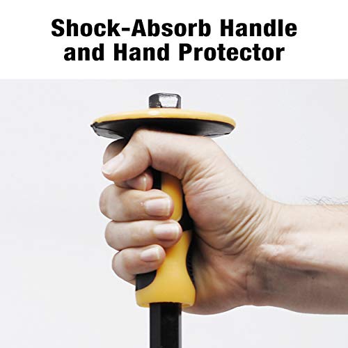 Worksite 12 inches Heavy Duty Masonry Chisel with Hand Protection Flat End for Demolishing Carving Splitting Breaking Hounding