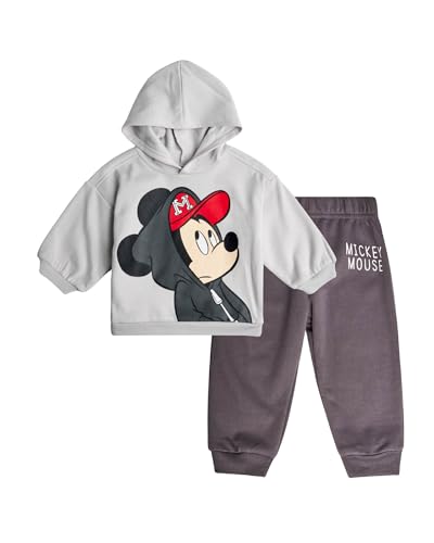 Image of Disney Baby Boys' Jogger Set - 2 Piece Mickey Mouse Fleece Pullover Hoodie and Jogger Sweatpants Set (Infant Sizes: 12M-24M)