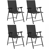 Outsunny Pack de 4 Sillas de Camping Plegables 58x62x97 cm Negro