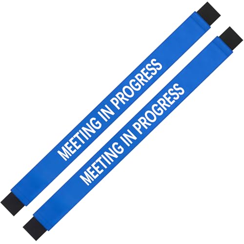 Colingmill 2 Pcs Meeting in Progress Sign With Magnetic Ends - Blue Do Not Disturb Sign for Conference Rooms - Metal Door, 42 x 3.5 Inches