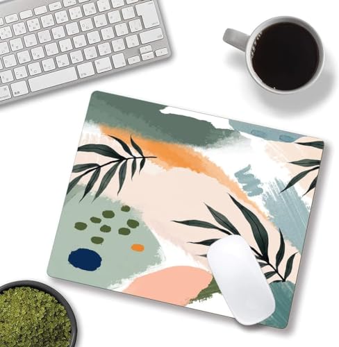 Image of Premium-Textured Mouse Pad, Non-Slip Rubber Base Mousepad for Laptop, Computer & PC, 9.5x7.9 in - Enhanced Precision, Ergonomic Comfort, Ideal for Gaming & Office (Abstract Morandi Plant)