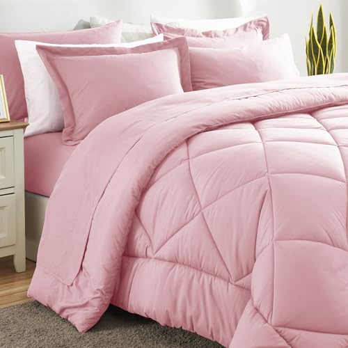 CozyLux Full Size Comforter Sets Pink - 7 Pieces Bed in a Bag Full, Luxury Soft Bed Set for All Seasons, Bedding Set with Down Alternative Comforter, Sheets, Pillowcases & Shams by CozyLux - Image 4