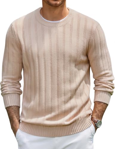 Image of COOFANDY Jumpers for Men UK Knit Jumper Round Neck Sweater Beige L