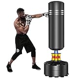 ELEMARA Freestanding Punching Bag with Suction Cup Base for Adult Youth Heavy Punching Bag Kickboxing Boxing Bag with Stand