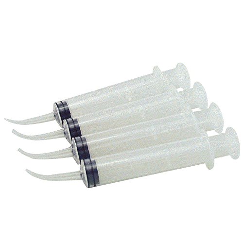 Fencia 4pcs Disposable Dental Irrigation Syringe Hand Pet Feeding Syringe for Birds Dogs with Curved Tip 12CC (10 ml Capacity)