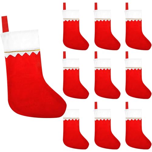 yivom 10 Piezas Calcetines Navidad Chimenea Christmas Stocking Calcetines Navidad Personalizado Grandes Medias Bavideñas para el árbol de Navidad Chimenea Decoración