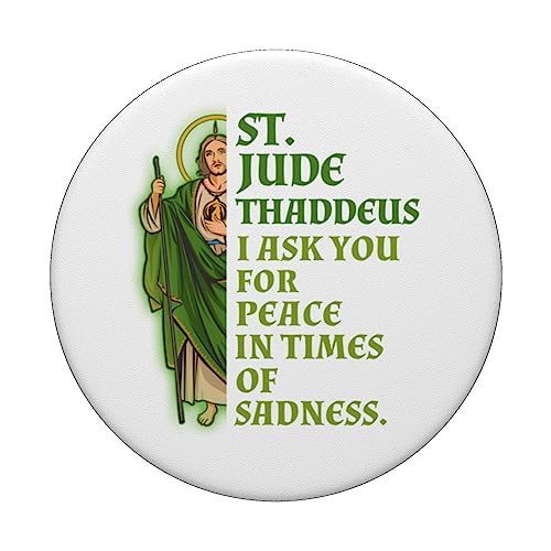 Saint Jude Thaddeus Give Me Peace In Times Of Sadness PopSockets Swappable PopGrip, Black - Image 3