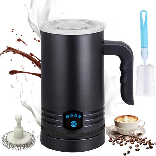 Stylora 4-in-1 Milk Frother, 430mL Milk Warmer and Frother, 400W Black Electric Warm and Cold Foam Frother, Automatic Secura Milk Warmer for Coffee, Latte, Cappuccino, Macchiato, Chocolate