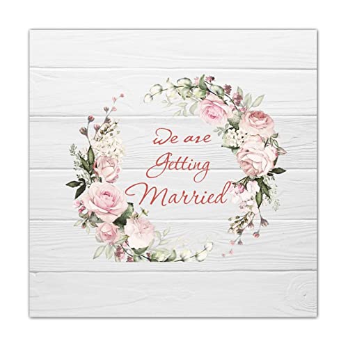 Panneau en bois personnalisé We Are Getting Married pour porte d'entrée de mariage 40x40 cm
