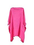 LushStyleUK New Ladies Italian Plus Size Plain Linen Tunic Top Women Lagenlook Top Plus Size (Fuchsia)