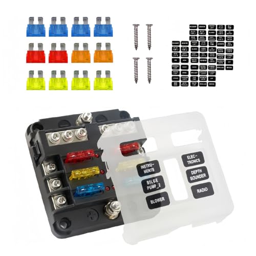 Bouzuny 12 Volt Fuse Block with Damp Proof Cover & LED Warning Indicator