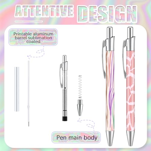 Yexiya 120 Pcs Sublimation Pen Blank Kit Heat Transfer Ballpoint Pen with Shrink Wrap Pouch Bag Holographic Thank You Card Personalized Gift for Christmas DIY Favor Office School Stationery Supply by Yexiya - Image 3