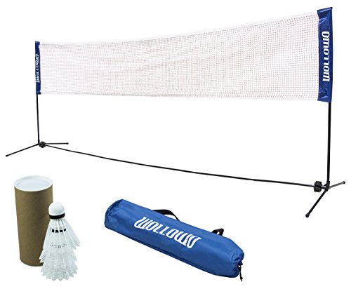 Wollowo 4m Foldable Portable Badminton Volleyball Net Frame Stand, FREE Shuttlecocks and Carry Bag