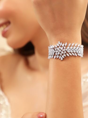Image of Rubans AD Zircon Broad Cuff Bracelet Ethnic Festive Party For Women & Girls