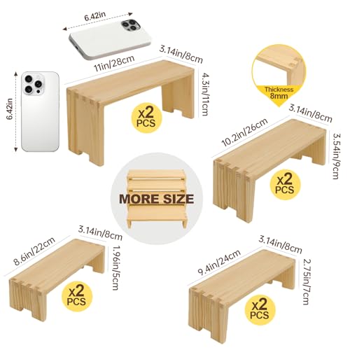 Yikaroeli 2 Set Large Wooden Cupcake Stands Wood Display Risers Dessert Table Display Set Cake Stand Display Shelf 4Tiered 8Pcs Racks Food Risers for Party by Yikaroeli - Used condition - Image 2