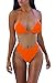 KAKALOT Women's Sexy Mesh Splice Long Sleeve High Neck Bikini Swimsuit