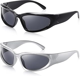 Dark Wost Wrap Around Y2K Sports Sunglasses for Men Women Fashion Oval Thick Frame Sun Glasses Stylish Sport Wrap Shades