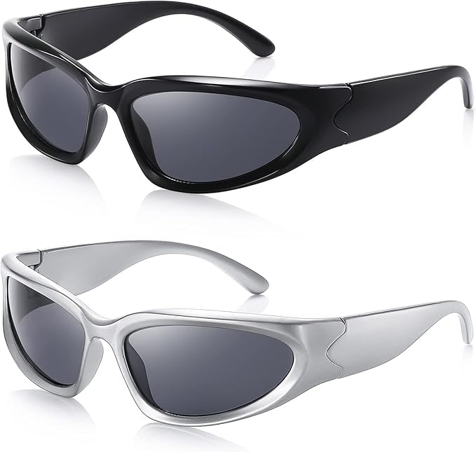 Dark Wost Wrap Around Y2K Sports Sunglasses for Men Women Fashion Oval Thick Frame Sun Glasses Stylish Sport Wrap Shades