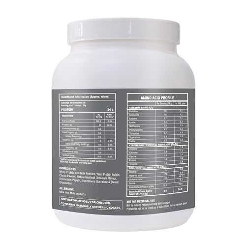 Image of Foodstrong Performance Whey Protein Powder | 24g Protein per Serving | Double Chocolate Flavour | 5.5g BCAA | Lab Tested | 1 kg