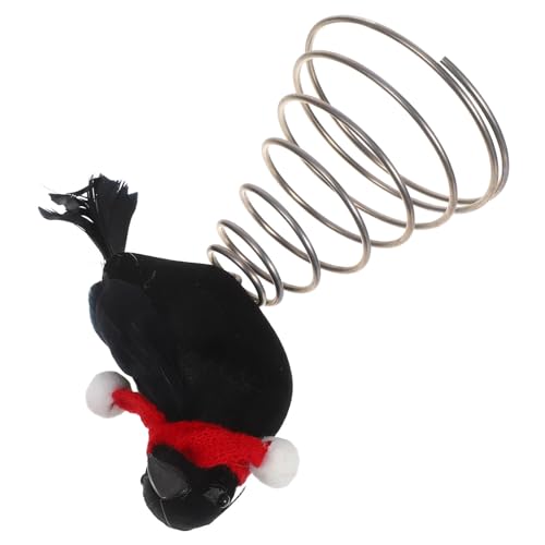 Cuervo Negro Navideño de Metal con Bufanda Roja para Punta de Árbol 2
