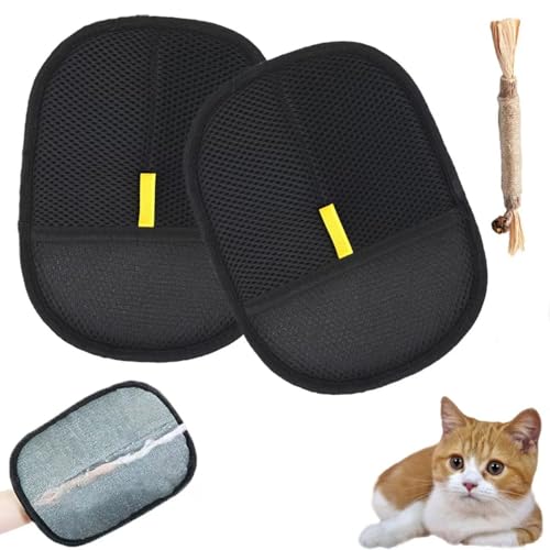MOUHIV 2 Stück Fellmagnet Handschuh, Doppelseitige Fellpflegehandschuh für Pets, Wiederverwendbare Tierhaarentferner handschuh, Pet Hair Remover...