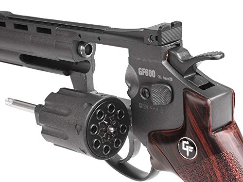 GameFace ACG357 CO2-Powered GF600 Semi-Auto 8-Shot 357 Airsoft Revolver, Grey/Brown