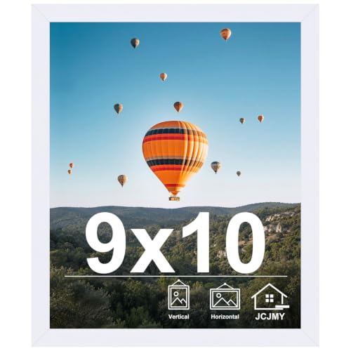 JCJMY 9x10 Picture Frame White for Wall Hanging or Tabletop, Wall Mounting Horizontally or Vertically, 9 x 10 Wall Gallery Poster Photo Frame with Shatter Resistant Plexiglass, White
