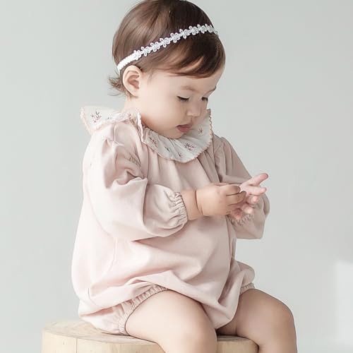 Baby Mädchen Stirnbänder Weiß Dehnbare Stirnband DoppelspitzeSpitzebowknot-Haarband Weich Baby Hairband Nylon Neugeboren Haarschmuck Babygeschenke für Neugeborene(Kleine Gänseblümchen)