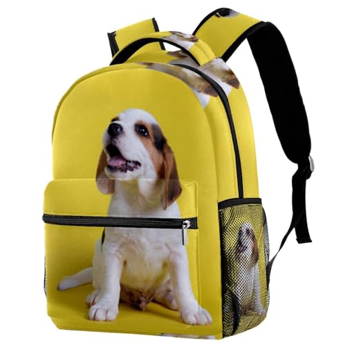 Sac à dos d'école chiot jaune pour ado et enfant de 29.4x20x40cm