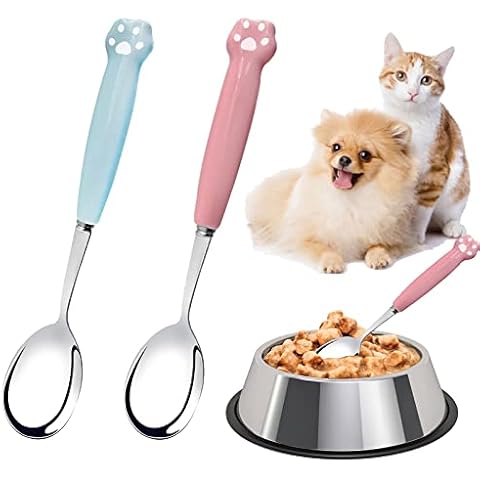 Cuchara de comida para mascotas de acero inoxidable con mango largo y forma de garra de dibujos animados thumbnail