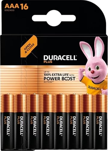 16X Pilas Duracell AAA Plus Power Boost, hasta un 100% más de duración (1 blíster de 16 Pilas) 16 Pilas AAA (LR03/MN2400)