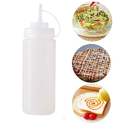 HUNM 240ml Sauce Bottles,Plastic Squeeze Condiment Bottles with Cap for Sauce Bottle Seasoning Dispensers