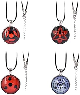 I3C ShippudenMangekyou Rinne Sharingan Pendant Chain Necklace Metal Anime Cosplay Props Nice Present Wonderful Gift All in 4PCS Set