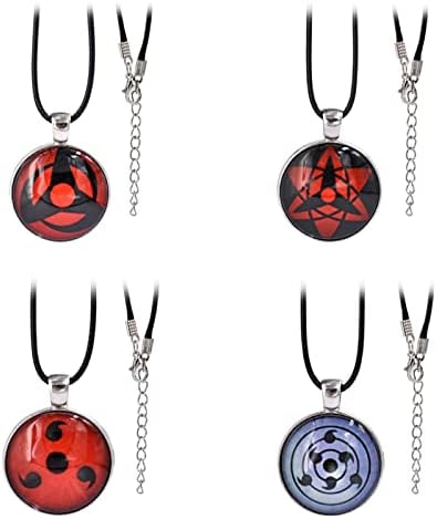 I3C ShippudenMangekyou Rinne Sharingan Pendant Chain Necklace Metal Anime Cosplay Props Nice Present Wonderful Gift All in 4PCS Set