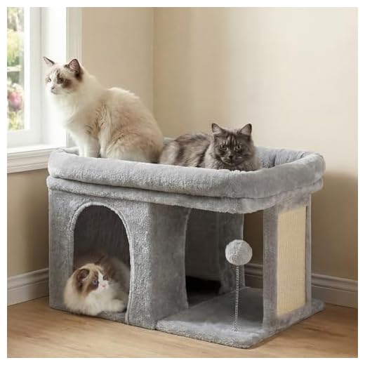 Heybly Cat Tree, 14" Cat Tower with Large Cat Bed & Condo HCT203SW