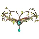 MOSTORY Woodland Green Fairy Crown - Forest Elf Headpiece for Medieval Renaissance Costume Women, Greenery Leaf Circlet for Renfaire Cosplay Halloween Photo Shoot