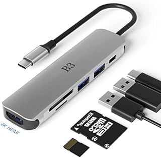 USB C Hub HDMI Adapter for MacBook Pro / Air Swith and Other Type C Devices,USBC Digital AV Multiport (6 in 1 Dongle with Ports of typec 2 USB 3.0 4k HDMI SD/TF Card Reader ) Type-c Multi Dock