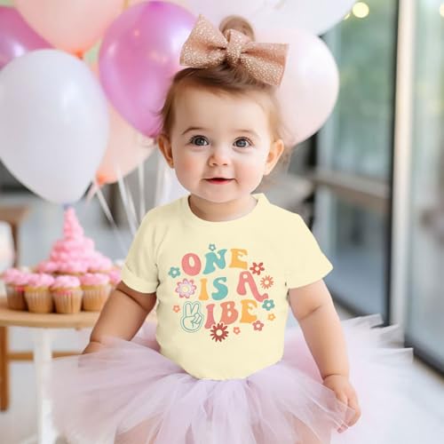 Image of Birthday Girl Shirt Toddler 5th Birthday Shirt Five is A Vibe Print T-Shirt Cute Short Sleeve Outfit Kids