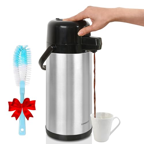 Airpot Coffee Carafe for Keeping Hot,102oz/3L Coffee Dispenser Thermal with Pump,Insulated Stainless Steel Hot Beverage Dispenser for Parties,Thermal Carafe for Hot Drinks Water Tea Chocolate