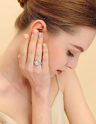 Eamti 1.5Ct 925 Sterling Silver Bridal Rings Sets Oval Cubic Zirconia Halo Cz Engagements Rings Wedding Bands For Women Promise Rings For Her Size 7 #TOP3