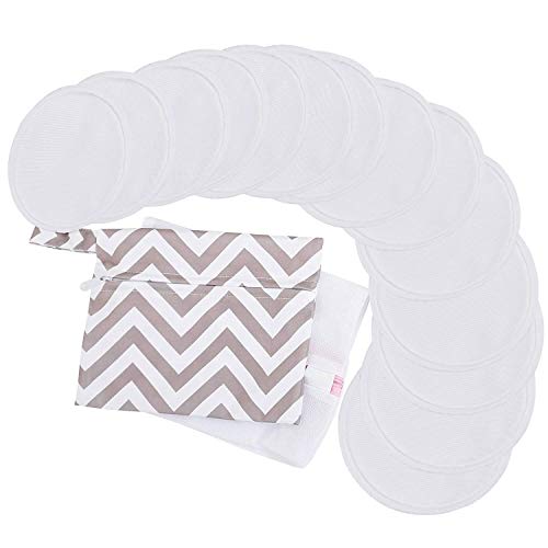 Reusable Nursing Pads for Breastfeeding - 4-Layers Organic Bamboo Nursing Pads - Breastfeeding Pads - Washable Breast Pads - Natural Bamboo Maternity Pads, Nipplecovers (Soft White, Large 4.8")