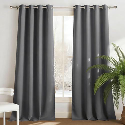 Cortinas opacas con aislamiento térmico y diseño de ojales insonorizadas para un máximo bloqueo de luz, perfectas para dormitorio, sala de estar y cine en casa