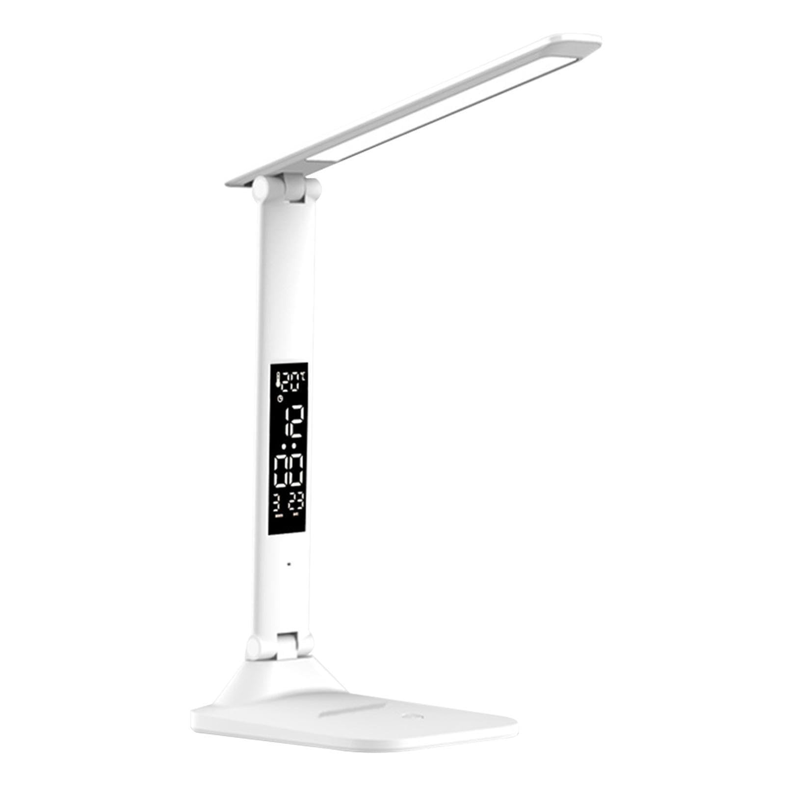 LIXSAZSE Eye Caring LED Desk Lamp with Clock Temperature Control USB Table Lamp Adjusts Brightness for Any Task USB Table Desk Light Reading Adjustable