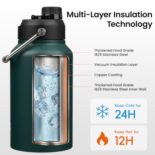 Image of Konokyo 87 oz Insulated Stainless Steel Water Bottle Jug with Handle
