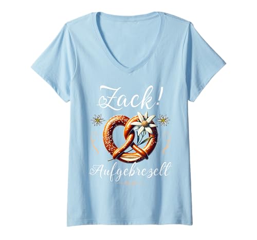 Damen Trachtenshirt Damen Dirndl Shirt Passend für Oktoberfest T-Shirt mit V-Ausschnitt