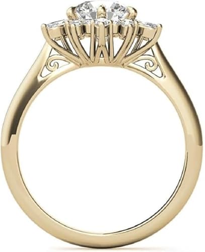 Moissanite Engagement Ring, 1CT-3CT Round Cut, Cluster Halo Design, Vintage Style Promise Ring Anniversary Promise Ring for Her3