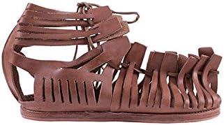 AnNafi Mens Gladiator Leather Sandal | Roman Centurian Brown Caligae|Medieval Greek Soldier Sandles| Ancient Costume footwear