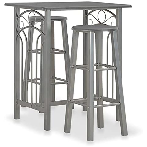 vidaXL Set Mesa Sillas Altas Cocina 3 Piezas Madera/Acero Cover