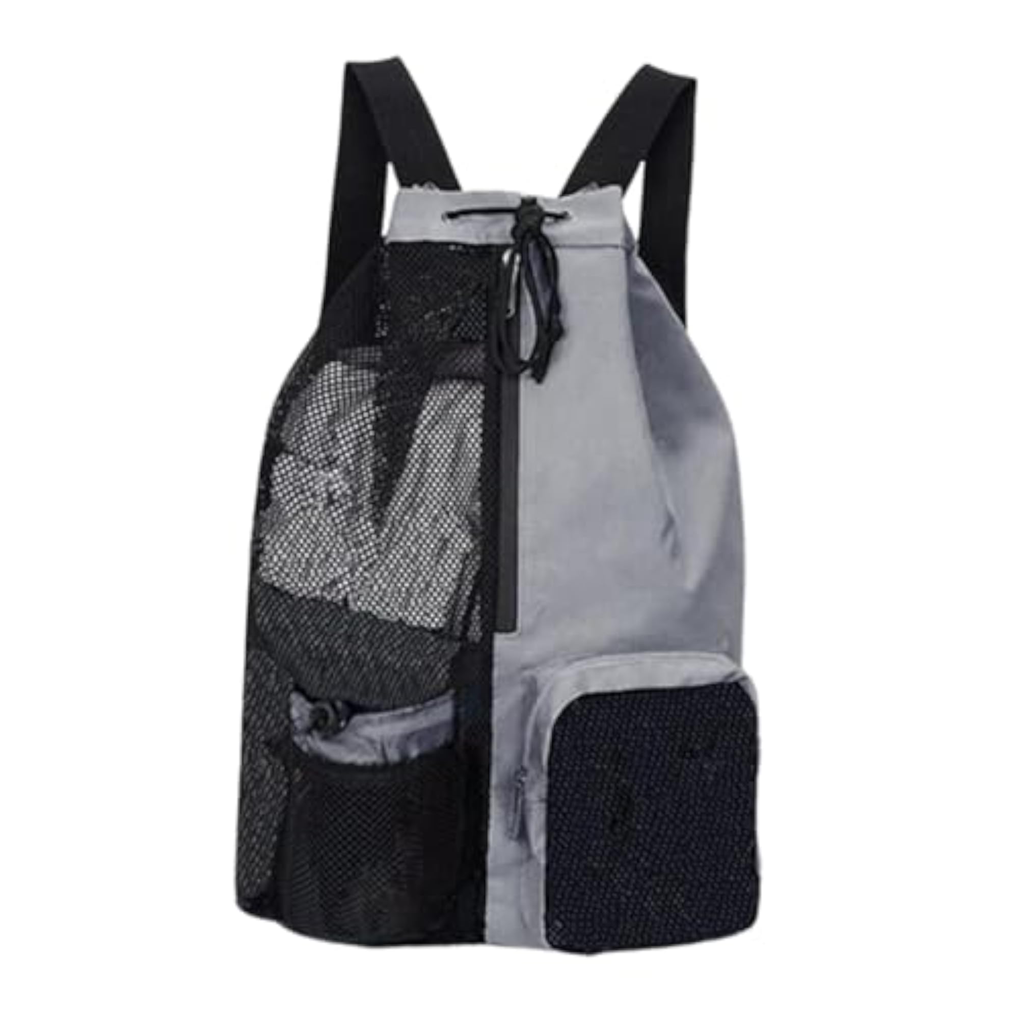 Mesh Drawstring Backpack, Large Capacity Gym Bag, Gray
